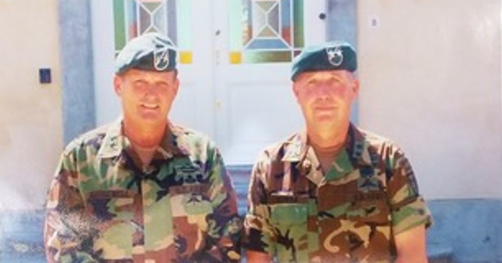 MG Bargewell with MG Ken Bowra at NATO change of command (July 2003)
